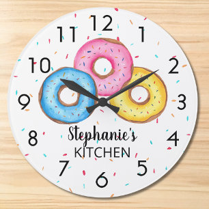 Grande Horloge Ronde Cuisine Donut personnalisée