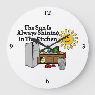 Grande Horloge Ronde Cuisine ensoleillée