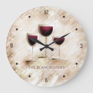 Grande Horloge Ronde Cuisine gastronomique en verre de vin rouge fartsy