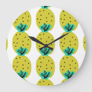 Grande Horloge Ronde Cuisine Gribouillis Ananas Fruit