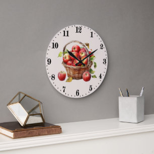 Grande Horloge Ronde Cuisine mignonne pour amateurs de pommes fruit