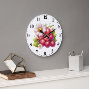 Grande Horloge Ronde Cuisine mignonne pour amateurs de raisin 