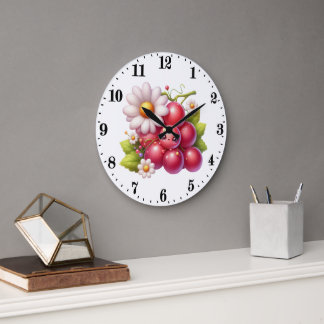 Grande Horloge Ronde Cuisine mignonne pour amateurs de raisin 