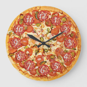 Grande Horloge Ronde Cuisine ou restaurant ronde de pizza de pepperoni