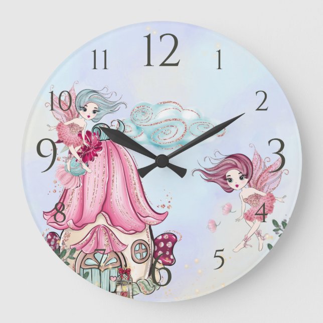 Grande Horloge Ronde Cuisine Parties scintillant Fairy Garden Pixie Fai (Recto)