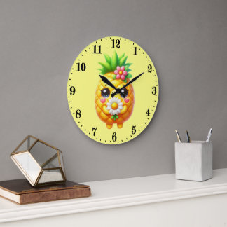 Grande Horloge Ronde Cuisine pour amateurs d'ananas mignons 