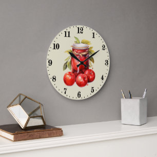 Grande Horloge Ronde Cuisine pour amateurs de fruits de pomme mignons 