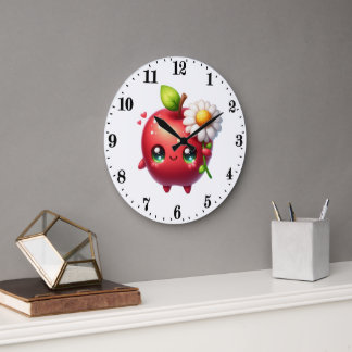 Grande Horloge Ronde Cuisine pour amateurs de pommes mignonnes 