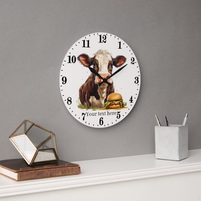 Grande Horloge Ronde cuisine pour les amateurs de vache mignonne (Bureau)
