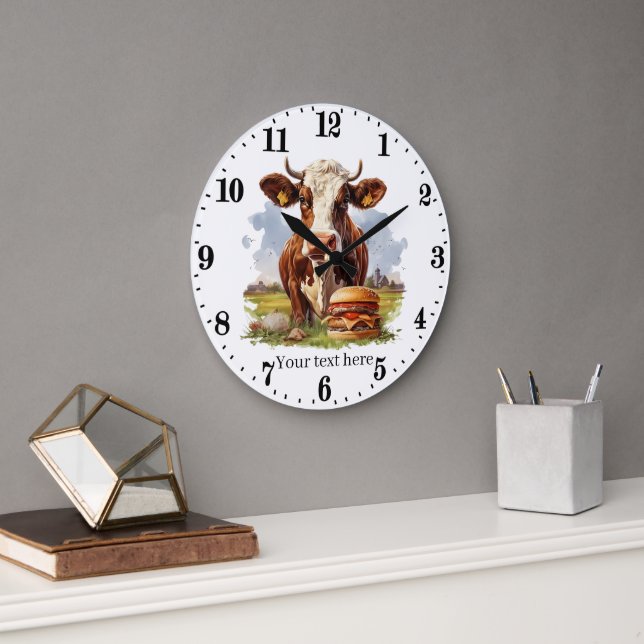 Grande Horloge Ronde cuisine pour les amateurs de vache mignonne (Bureau)