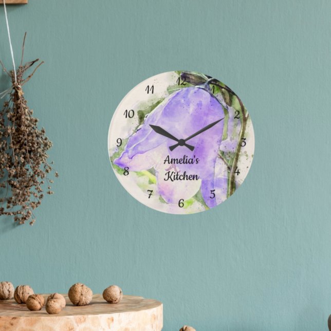 Grande Horloge Ronde Cuisine Wilfdlower violet Monogram (Créateur téléchargé)