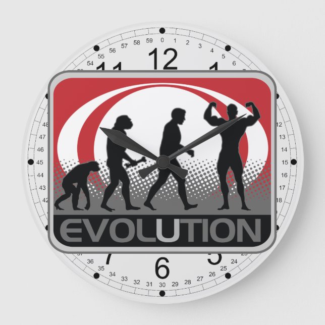 Grande Horloge Ronde Culturiste d'évolution (Recto)