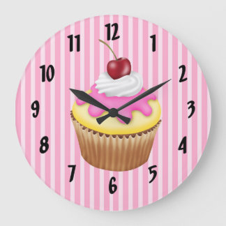 Grande Horloge Ronde Cupcake au citron