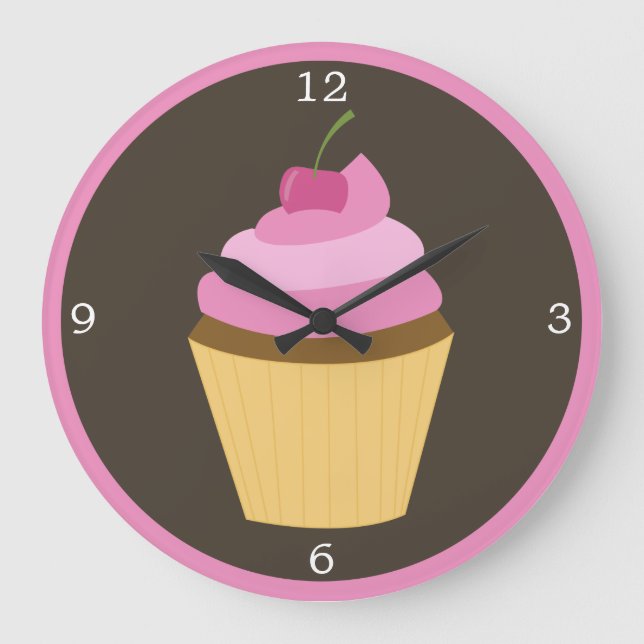 Grande Horloge Ronde Cupcake de rose Cherry (Recto)