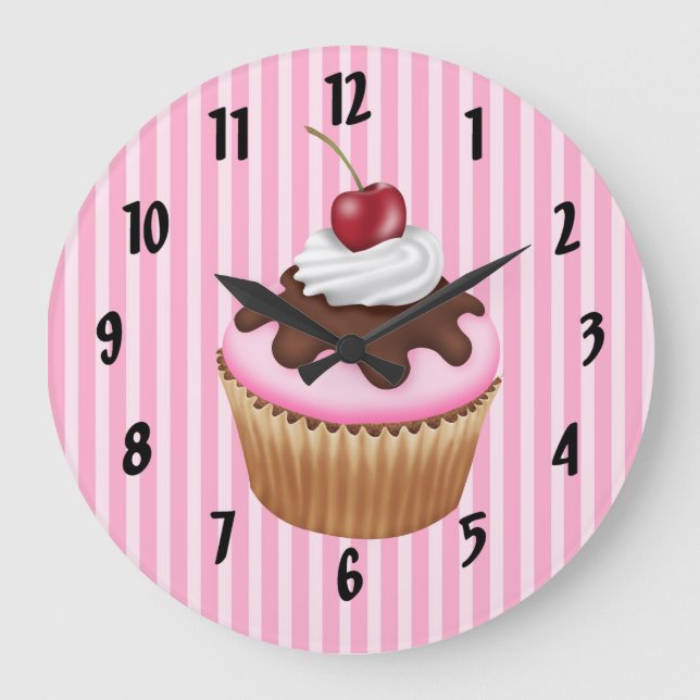 Grande Horloge Ronde Cupcake rose (Recto)