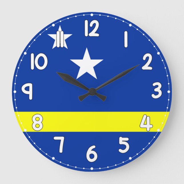 Grande Horloge Ronde Curacao Flag Wall Clock – Patriotic Caribbean (Recto)