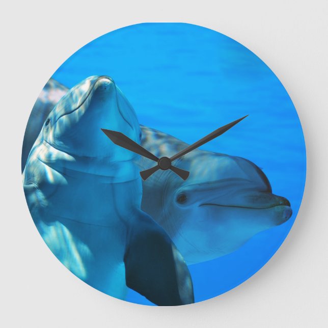 Grande Horloge Ronde Curious Dolphins Wall Clock (Recto)