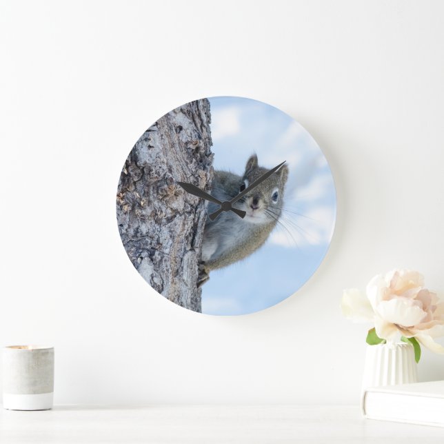 Grande Horloge Ronde Curious Squirrel, Canadian Animal Photography (Maison)