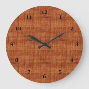 Grande Horloge Ronde Curly Acacia Wood Grain Look