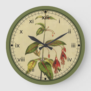 Grande Horloge Ronde Curtis Botanical Red Flower Wall Clock dans 3 styl