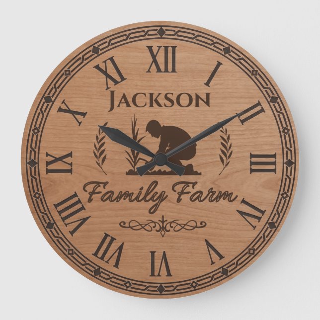 Grande Horloge Ronde Custom Family Name Wall Clock – Family Farm  (Recto)