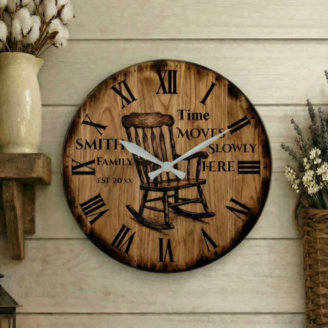Grande Horloge Ronde Custom Family Name wall clock | Farmhouse Decor  (Créateur téléchargé)