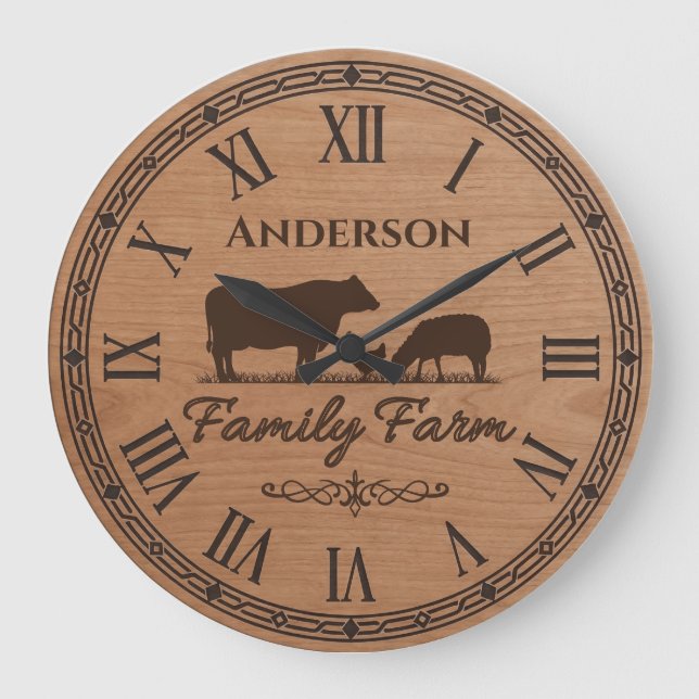 Grande Horloge Ronde Custom Family Name Wall Clock – Farmhouse Decor  (Recto)
