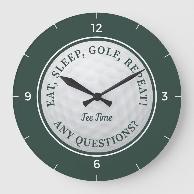 Grande Horloge Ronde Custom Golf Ball Sports Funny Golfer Quote Green (Recto)