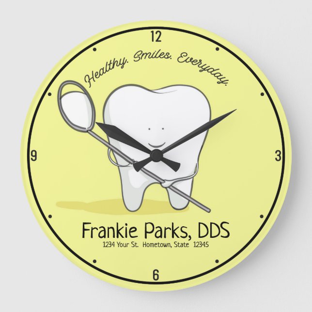 Grande Horloge Ronde CUSTOM NAME Bureau Tooth Healthy Smile (Recto)