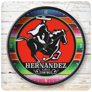 Grande Horloge Ronde CUSTOM NAME Charro Horse Spanish Mexican Serape