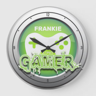 Grande Horloge Ronde Custom NAME Ultimate Gamer Video Game Room