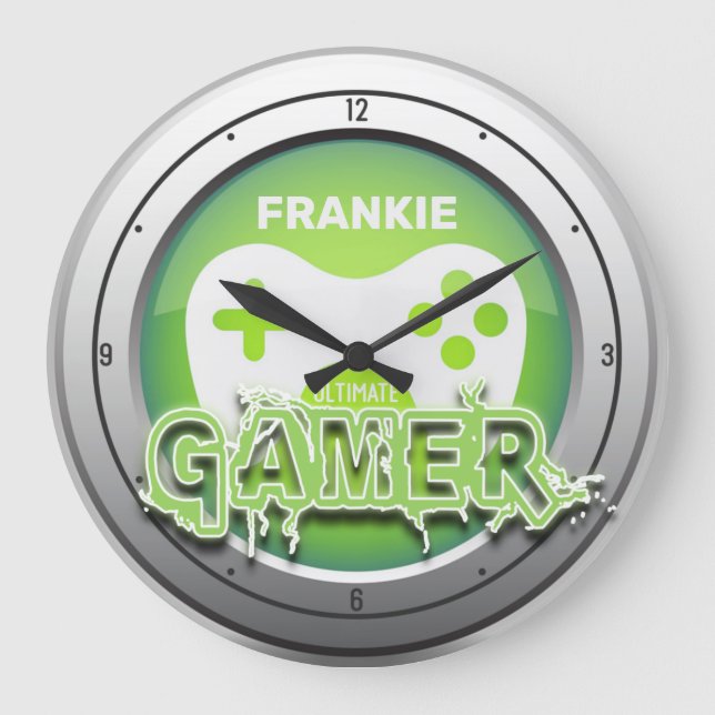 Grande Horloge Ronde Custom NAME Ultimate Gamer Video Game Room (Recto)