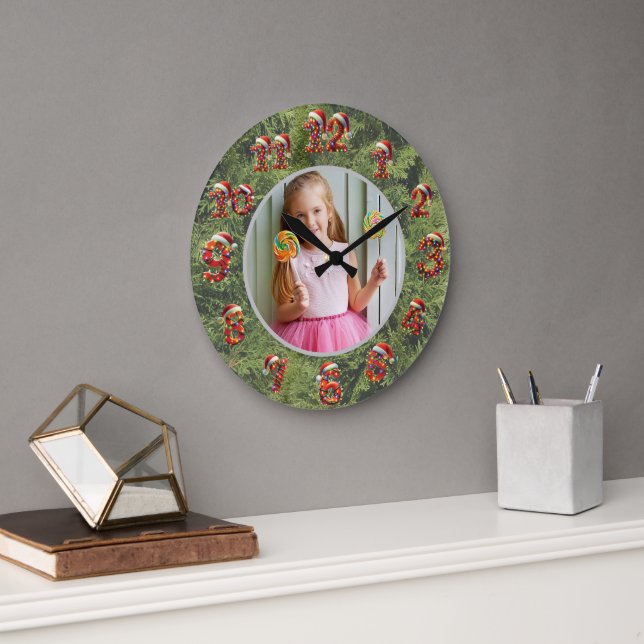 Grande Horloge Ronde Custom Photo Clock | Gift for Christmas (Bureau)