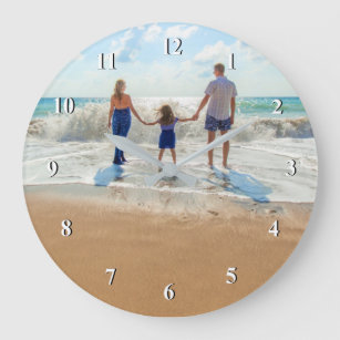 Grande Horloge Ronde Custom Photo Wall Clock - Your Own Design - Family