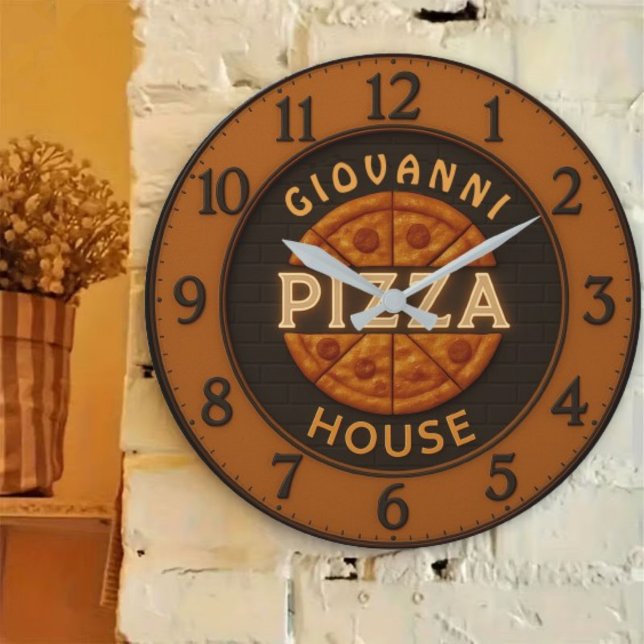 Grande Horloge Ronde Custom pizza personalized pizzeria restaurant (Créateur téléchargé)