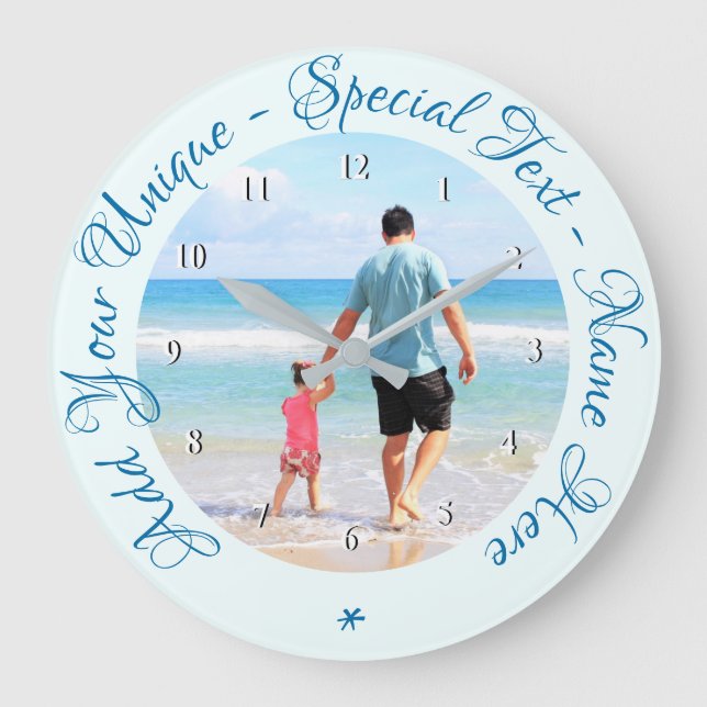 Grande Horloge Ronde Custom Text and Photo - Best DAD - Your Own Desing (Recto)