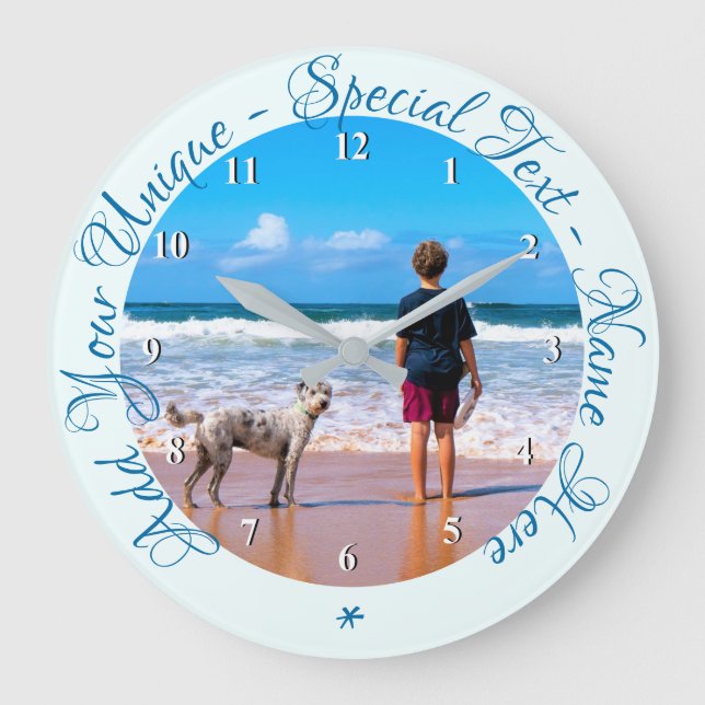 Grande Horloge Ronde Custom Text and Photo - My Best Pet - Your Desing (Recto)