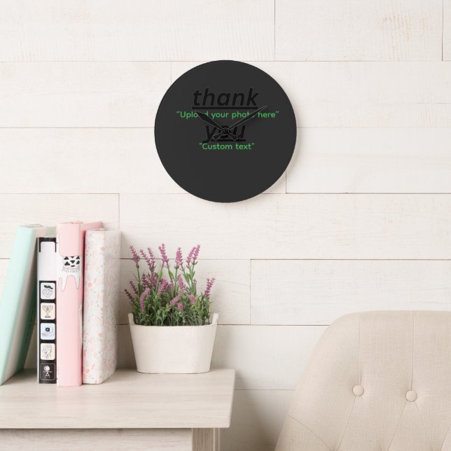 Grande Horloge Ronde Custom Text & Upload Your Photo Personalized (Salle de lecture)