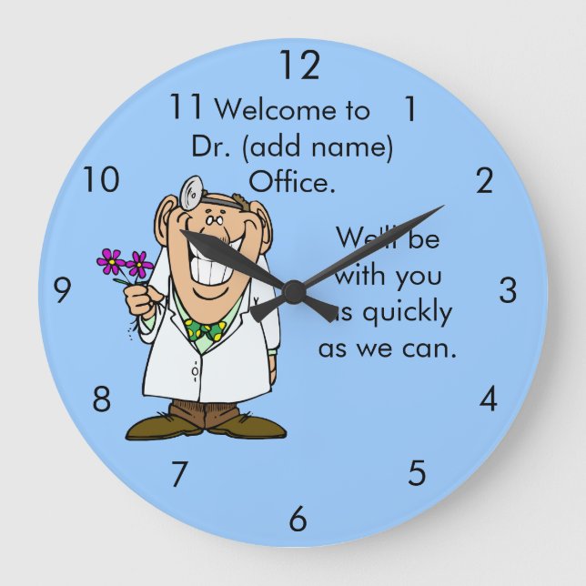 Grande Horloge Ronde Customize Texte Dr's Office Clock (Recto)