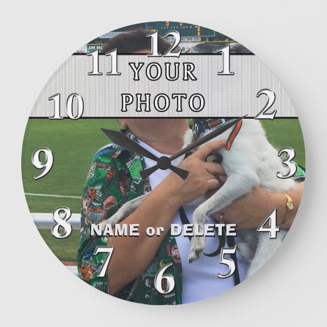 Grande Horloge Ronde Customized Clock with Photo et nom or Delete (Recto)