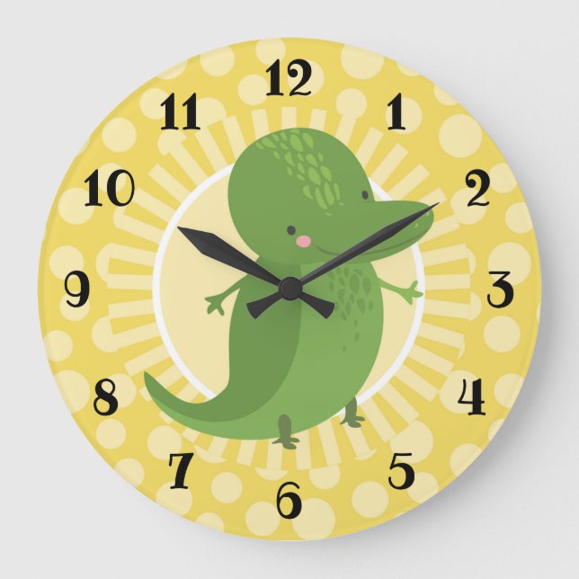 Grande Horloge Ronde Cute Alligator Crocodile Boys Room Nursery (Recto)