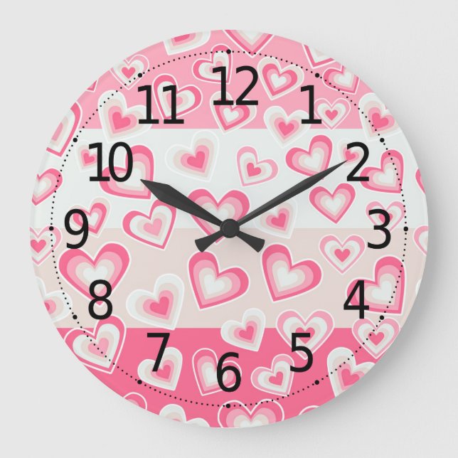 Grande Horloge Ronde Cute and Adorable Valentine's Day Pastel Hearts | (Recto)