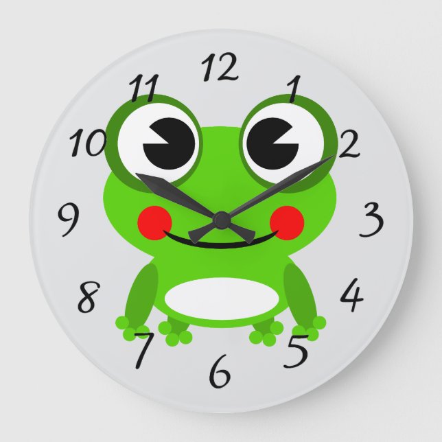 Grande Horloge Ronde Cute animated frog round clock (Recto)
