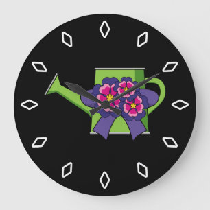 Grande Horloge Ronde Cute arrosage canne avec Bouquet de fleurs