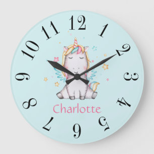 Grande Horloge Ronde Cute Baby Unicorn