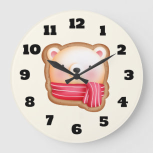 Grande Horloge Ronde Cute Bear Face