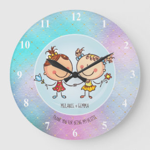 Grande Horloge Ronde Cute BFF Besties Kawaii Toxits for Girls Friends