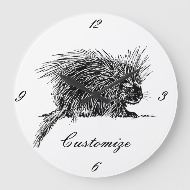 Grande Horloge Ronde Cute Bristly Hedgehog Thunder_Cove (Recto)