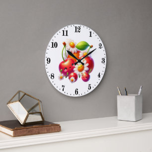 Grande Horloge Ronde Cute cherry amoureux cuisine