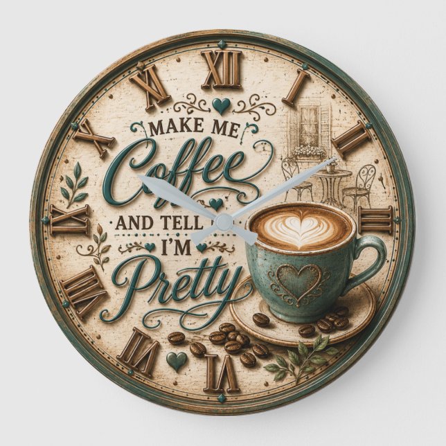Grande Horloge Ronde Cute Coffee Lover (Recto)